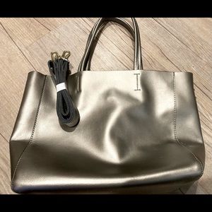 Silver Leather Tote